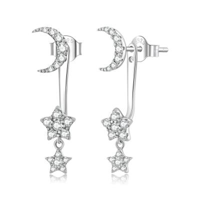 China Sterling Silver New Trendy Shining Star Of Popularity 925 Dangle Drop Earrings For Women Dangle Korean Fine Stud Earrings Jewelry Gift SCE1395 for sale