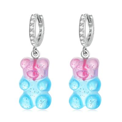 China Hot Popularity eBay Deals 925 Sterling Silver Pink Blue Cute Candy Bear Stud Earrings For Women Fashion Party Jewelry Gift SCE1388 for sale