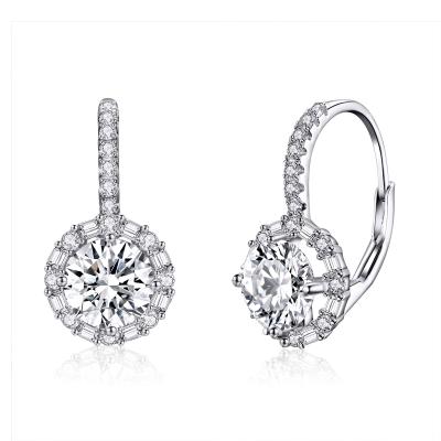 China Modern Women's Sterling Silver Cubic Zircon Fashion Earrings Jewelry Wedding Gift Popularity Circle Luxury 925 Silver Earrings BAMOER SCE508 for sale