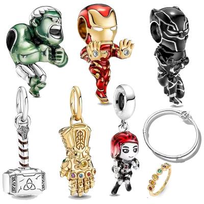 China Popularity 2022 New Avengers 925 Sterling Silver Carcass Black Widow Charm Dangle Beads Fit Pandora Bracelet Women Jewelry Making Original for sale