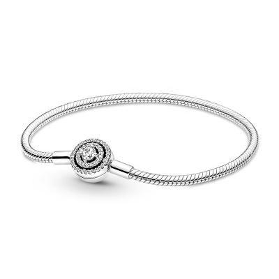 China BOHEMIA Original 925 Sterling Silver Bangle Jewelry Silver Charm Bracelet Accessories For Women Jewelry Snake Thin DIY Chain for sale