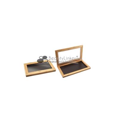 China Recyclable Makeup Cosmetics Make Your Own Brand Window Clear Wooden Empty Eyeshadow Pan Packaging Eyeshadow Case for sale