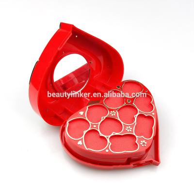 China Recyclable Red Heart-shaped Empty Palette Combination Private Label Plastic Eyeshadow Box Customization Eyeshadow Box for sale