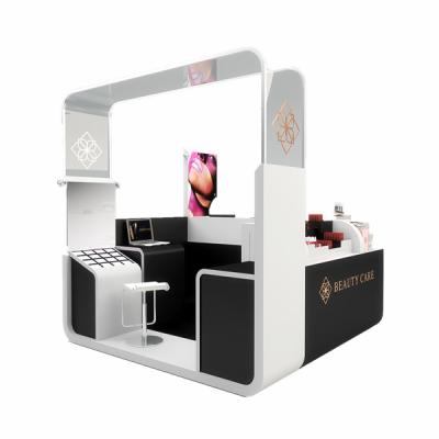 China High quality MDF with wholesale hot sale wooden cosmetic kiosk furniture hot sale cosmetic kiosk paint baking color mall booth for sale for sale