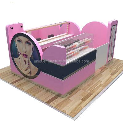 China Modern high-end cosmetic nail kiosk mall nail bar display manicure beauty salon kiosk for sale for sale