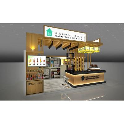 China Wine Display Kiosk Retail Mall Liquor Display Stand Modern Solid Wood Design for sale