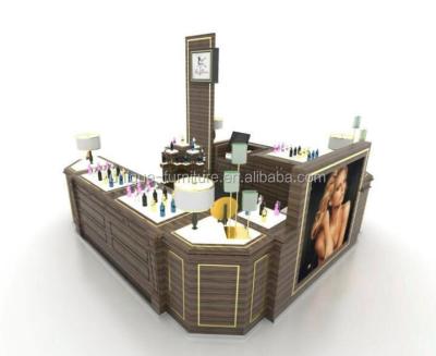 China Modern Unique Design Perfume Rack Cosmetic Kiosk Arc Wall Mount Perfume Display Mall Perfume Kiosk For Sale for sale