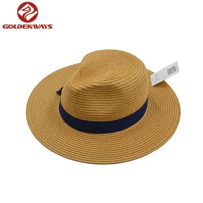 China Picture Navy Wholesale Ribbon Straw Brown Paper Panama Hat for sale