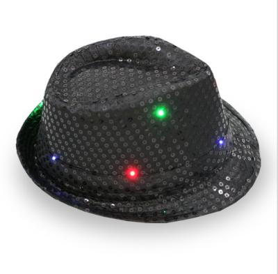 China Character Most Jazz Hats Custom Logo Led Sequined Cheap Popular Fedora Hat for sale