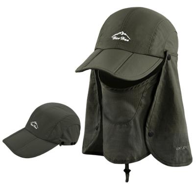 China Can put cuatomers logo on the hat 360 UV protection UPF Sun shade fishing fisherman hat with removable neck flap for sale