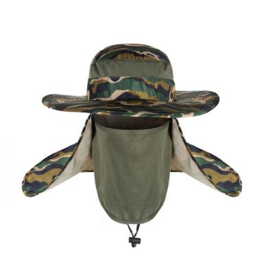 China GW106-7 Outdoor Men's Waterproof Anti-UV Summer Camouflage Waterproof Sun Fishing Hat Outdoor Neck Cover Bucket Hat for sale