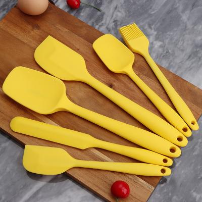 China 6 Pieces Sustainable Silicone Nonstick Spatula Set Scraper Oil Brush Heat Resistant Kitchen Utensils for sale