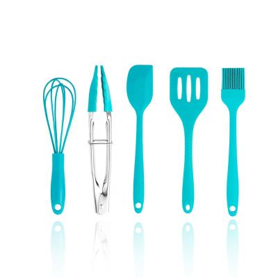 China Amazon Hot Selling 5pcs Viable Kitchen Utensil Silicone Silicone Spatula Baking Set for sale