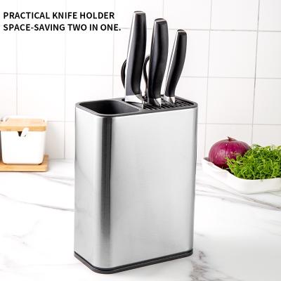 China Durable Knife Storage Kitchen Knife Holder Rack Stainless Steel Knife Holder With Anti-skid Pad for sale