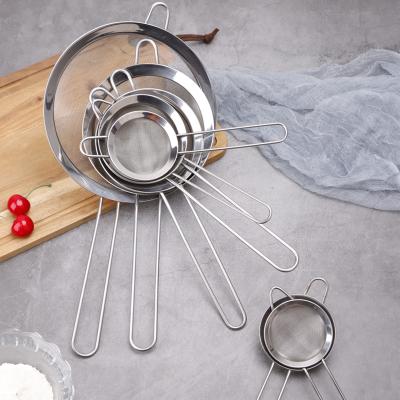 China Sustainable Premium Quality Stainless Steel Flour Sieve Mesh Strainer With Long Handle for sale