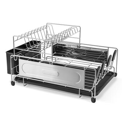 China Factory Design High Quality Sustainable Cabinet Dish Storage Organizer Dish Rack With Tray for sale