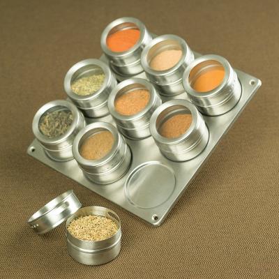 China 9 Pieces Sustainable Magnetic Spice Rack Stainless Steel Canister for sale