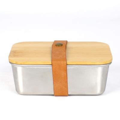 China Freshness Preservation Metal Food Storage Container Stainless Steel Bento Box Lunch Box With Bamboo Lid for sale