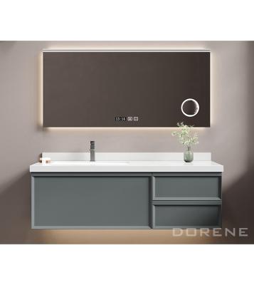 China Dorene 2023 Modern Rectangle Led Mirror Light Bathroom Cabinets Modern Luxury 36 Inch Bathroom Vanity With Sink And Mirror for sale