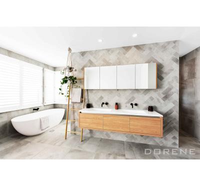 China 2023 Modern Modern Dorene Hung Wall Floating Hotel Mirror 30 Inch Flat Pack Ladies Toilet Bathroom Vanity With Sink for sale