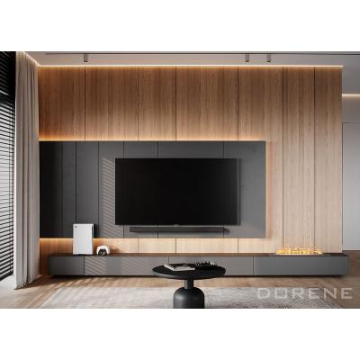 China 2023 Modern Luxury Living Room Furniture TV Cabinet (Height) Dorene Design Adjustable Home Wood Grain Melamine Panel Wall Mounted Villa With Fireplace for sale