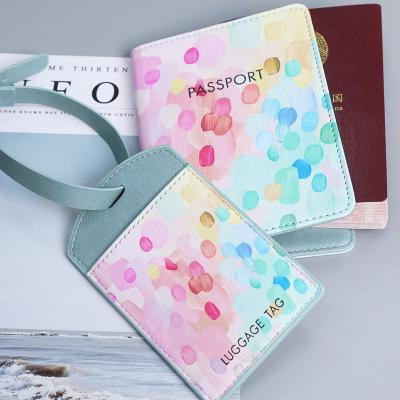 China Fashion New Products Design Printing Business Leather Folder Passport Case Luggage Tag Card Folder Set for sale