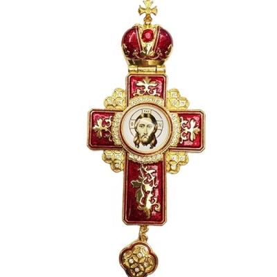 China Latest Design Handmade Red Oil Religiou Christian Orthodox Church Necklace Jesus Emblem Cross Cross for sale