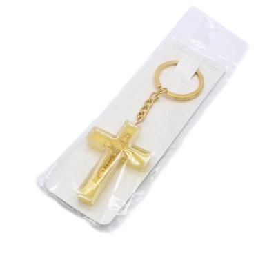 China Promotion Gift Luminous Plastic Cross Jewelry Holy Place Pendant Key Chain Religious Gift for sale