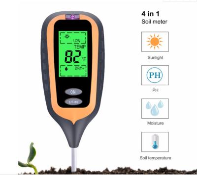 China Nuevos 4 EN 1 probador de la luz del sol de la temperatura del medidor de pH del metro de la humedad del suelo de Digitaces para la planta del césped de la granja del jardín con la exhibición del LCD en venta