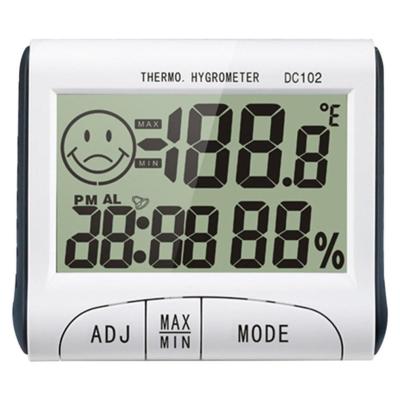 China Mini LCD Digital escritorio interior del reloj del metro de la humedad de la temperatura del higrómetro del termómetro de DC102 con el soporte magnético en venta