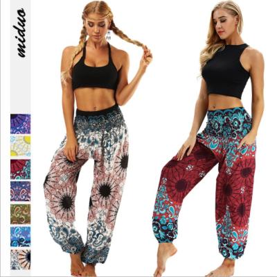 China Breathable Women's Casual Loose Yoga Pants Prints Loose Bohemian Aladdin Jumpsuit High Waist Sport Trousers Women Pants for sale