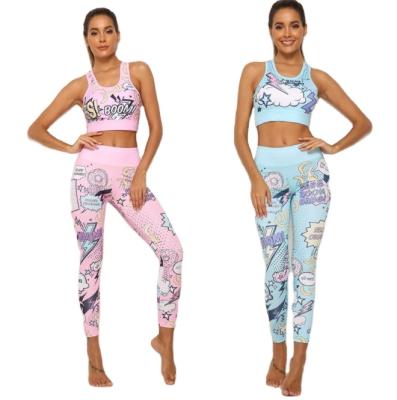 China Other Women's Fashion 3D Printed Yoga Pants Suit Sports GYM Running Long High Waist Cartoon Skinny Legging Workout Yoga Pants Suit for sale