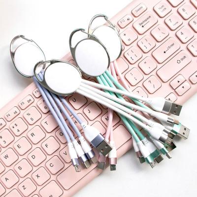 China Mobile Phone Types SUNLIEN 3 in1 Key Chain Portable Mobile Phone Multi LED Macaron USB Fast Charging USB Cable for sale