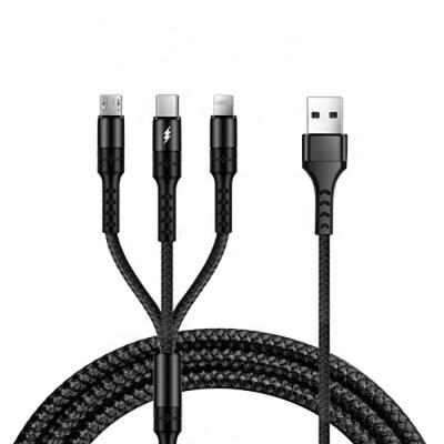 China Camera SUNLINE 2021 New Arrivals Nylon Braided 3 In 1 USB Cable 3A Fast Charger Cable for sale