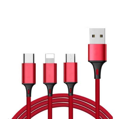 China MP3/MP4 Player SUNLINE High Quality Nylon Braided Quick Charging Cable 3 in 1 Multi USB Cable For Mobile Phone for sale