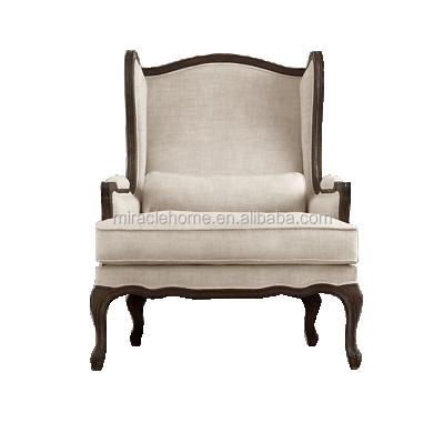 China Dining Chair French Style Low Seat And Exposed Wooden Frame Chairs Leisure Chair With Soild Wood Frame for sale