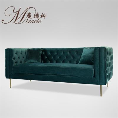 China Chesterfield SOFA Modern Art Deco Style Customized Tufted Army Green Chesterfield Couch Sofa Set With Gold Toe Kick for sale