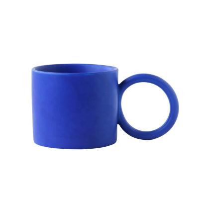 China Europe Mug High Value Klein Blue Mug Ceramic Creative Large Ears Set Handle Design Sense Coffee Mug for sale