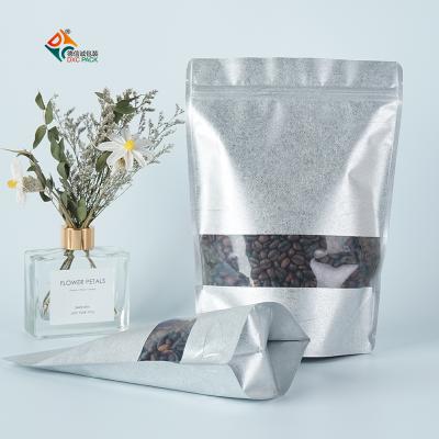 China 250g/8oz Natural Barrier DXC Paper Resealables Stand Up Pouch With Zipper And Long Window for sale