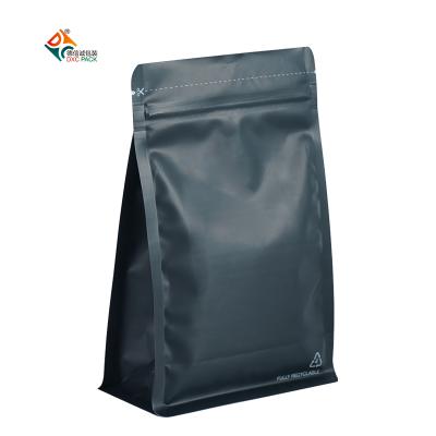 China Barrier DXC 250g Box Bottom Bags Matte Black Recyclable With Valve for sale