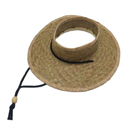 China Hand Knitting Character Crochet Round Brim Straw Visor Hawaiian Crownless Sun Hat for sale