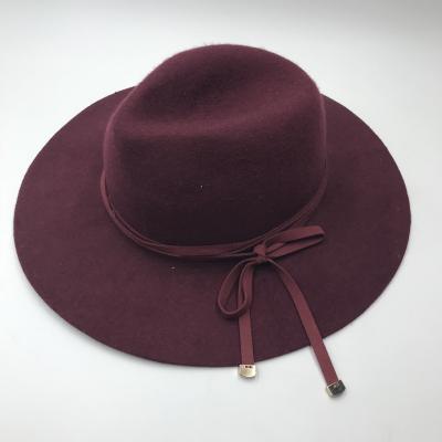 China Classic Character Best Quality Lady Wool Felt Floppy Hat With Wool Decoration Band for sale