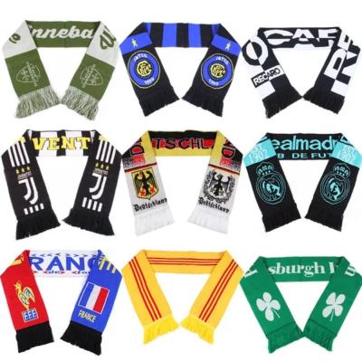 China OEM Jacquard Promotional Long Pattern Cheap Knitted Souvenirs Team Style Soccer Football Fan Scarf for sale