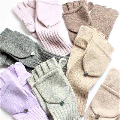 China New fashion simple hotsale for100%cashmere handmade Fingerless mittens with strap flip for sale