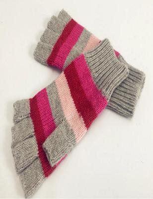 China Short lady half-finger striped colorful acrylic knitted mittens for sale