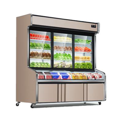 China Double-temperature Display Chiller Glass Door Refrigerator Freezer For Supermarkets Refrigeration Equipment for sale