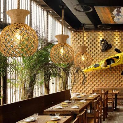 China Restaurant Japanese Style Vintage Rope Weave Modern Hemp Homestay Nest Lamp Shade for sale