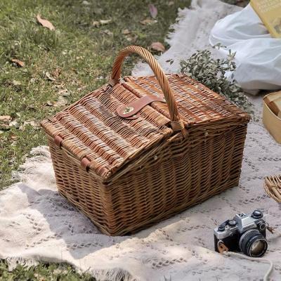 China Farm Picnic Basket Hand Basket Flower Basket Outdoor Wicker Picking Basket Gift Wrapping Basket for sale