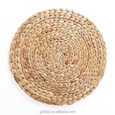 China Viable Accept Creative Natural Water Hyacinth Weave Placemat Round Tablemats Factory Custom Supply for sale