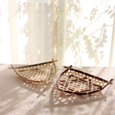 China 5 inch viable handmade woven bamboo fruit basket for sale